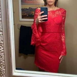 BCBG Maxazria Ruby Red Lace Salina Dress